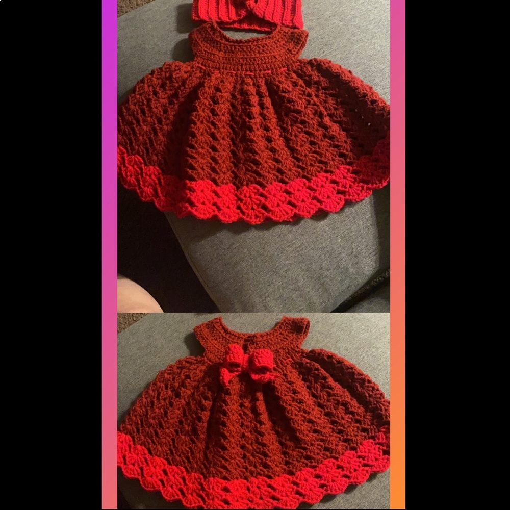 Handmade crochet baby dresses